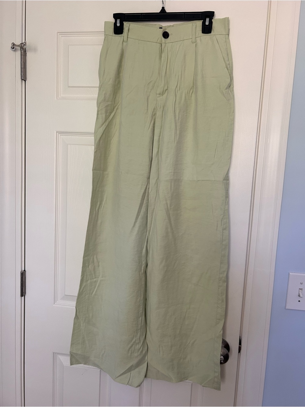 Zara Light Green Wide Leg Linen Trousers